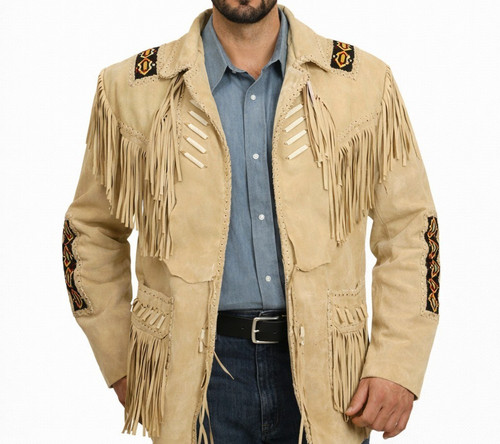 Veste franges cuir - en,