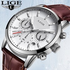 Montre à Quartz En Cuir Étanche Pour Homme Waterproof L'eau Résistance 