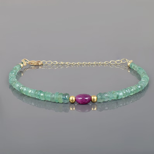 Bracelet perles émeraude - bracelet, &