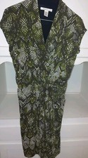 Kenneth Cole Olive Green Snakeskin Print Faux Wrap Cap Sleeve Size Small