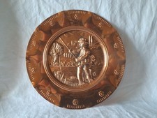 Assiette décorative En Cuivre Ancienne Made In France 1994 Ø 27cm 0kg352 Pêcheur