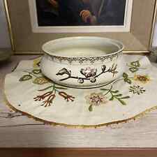 Ancien pot Choisy Le Roi Terre De Fer décor floral marron