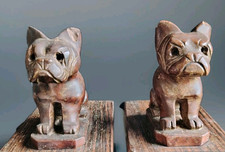 Jolie Paire De Serre Livres En Bois Bouledogue Français / Art Déco 