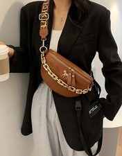 Sac Banane Marron 100% Similicuir Crocodile Femme Ceinture Neuf Sacoche Zip Mode