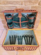 PANIER OSIER VALISE PIQUE NIQUE BAMBOU VAISSELLE PLASTIQUE ⛱️🌞🏕