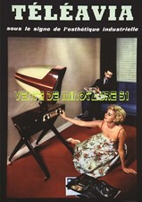 Pub - Téléviseur Téléavia vers 1960 - look de la télé sympa - affiche plastifiée