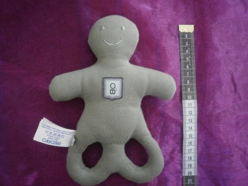 Doudou hochet vert - kaki, gris