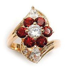 Bague Femme T50 Fleur Rubis Cz Plaqué Or 18K Laminé 5 Microns Dolly-Bijoux