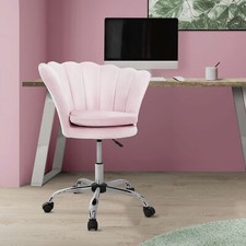 Fauteuil de bureau à roulettes rose clair hauteur réglable chaise en velours