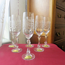 6 flûtes à champagne en cristal de lorraine modèle Gerard signée