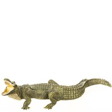 Sculpture Crocodile avec femme bronze coloré style vienna d'après Franz Bergman