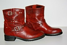 CATARINA MARTINS Boots Fourrées Cuir Marbré Rouge Foncé T 38 TTBE