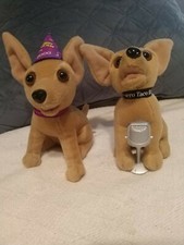 Taco bell talking chihuahua plush lot of 2- new year's and microphone working 