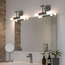 Lampe à Miroir Applique Murale LED Couloir Chrome Verre Opale Mobile 2x