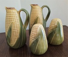 Service à condiments vintage décor maïs en céramique de Jars