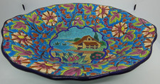 Plat creux ovale motif maison bord de lac - 28x22x6cm - Emaux de Longwy