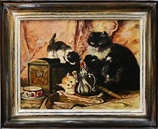 Chats - Peinture À L'Huile