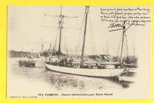 cpa PAIMPOL Départ des GRAVIERS pour TERRE NEUVE NAVIRES VOILIERS SAILING SHIP