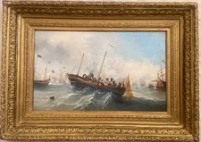 tableau ancien huile sur toile signé peinture flamande milieux 19 eme 