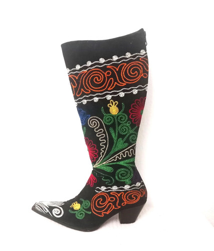 Bottes femme cuir brodé - 37,