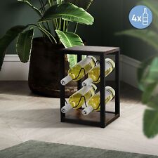Casier à vin 4 bouteilles rangement porte-bouteille noir/aspect bois MDF/métal
