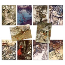 Art Vintage Cartes Postales 10 Set Collection Arthur Rackham Alice En Merveilles