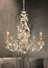 Lustre A 3 Lumières Fer Forgé Porcelaine Crème Or Coll.pre ART.LS139/3