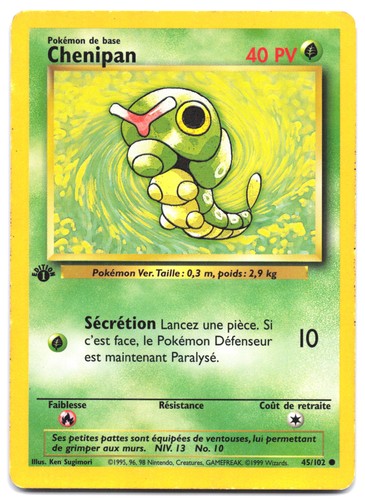 Carte pokémon chenipan - carte, 45/102