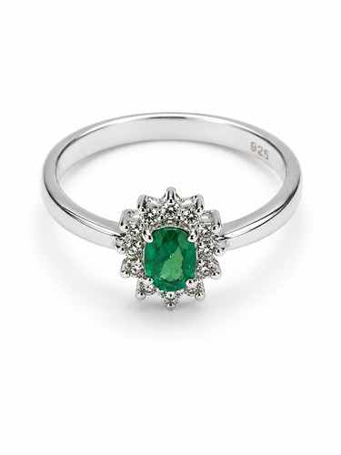 Bague émeraude diamants - Émeraude,