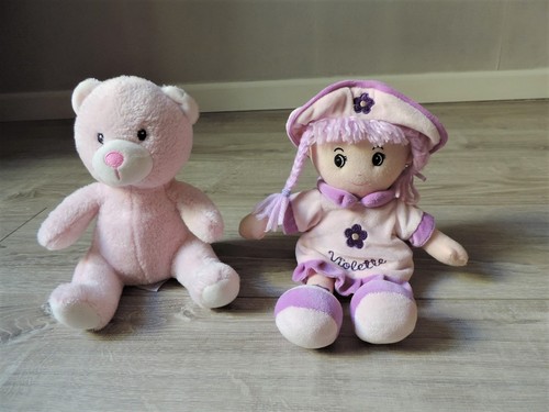 Ourson rose poupee chiffon - et,