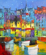 Honfleur Oeuvre originale Direct d'atelier d'artiste Douchez Tableau sur toile