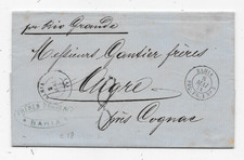 BRESIL / FRANCE lettre 1874 poste maritime càd ligne  BAHIA /PAQ.FR.J N°5 taxe 8