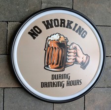 LED Panneau Lumineux Bière " No Working During Drinking Hours " Pub BAR