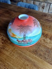 Abat jour ancien en opaline  suspension monte et baisse vintage 