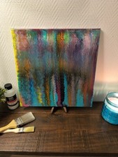 Peinture pouring 39*39 sur toile 100% coton qualité "Mont Marte"