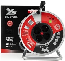 Rallonge Enrouleur chantier 50 m – 3x2,5 mm² – 4 prises IP44 – Tambour métal