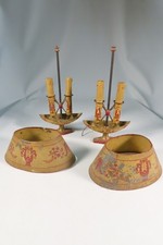 ANCIENNE SUPERBE PAIRE LAMPES EN BRONZE TOLE LAQUE STYLE DIRECTOIRE BOUILLOTTE