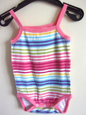 J65 Vêtement occasion bébé fille Body rayé ABSORBA  6 mois