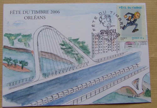 Carte postale fête timbre - du,