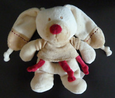 *. Doudou hochet NICOTOY KIABI LAPIN BASTIEN beige rouge grelot EXCELLENT ETAT
