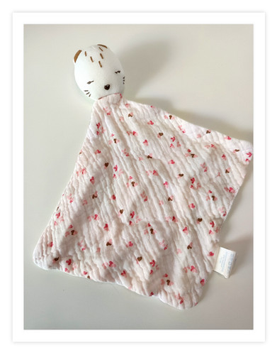 Doudou lange chat ours - chat/ours, rose