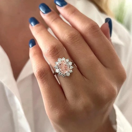 Bague fantaisie diamant rose
