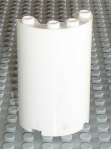 Lego white cylinder half 2x4x5 - white,