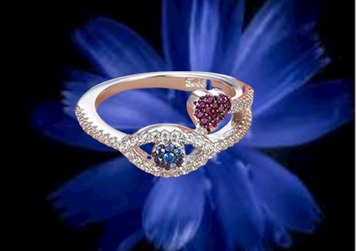 Bague zircon cubique coeur - bague,