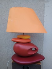Lampe de table multicolore en céramique peinte par Louis Drimmer vitage 1980