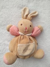 Peluche/Doudou Lapin Boule beige rose poche 15 / 22 cm kaloo ancien vintage