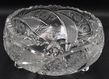 Grand Coupe ronde ancienne en Cristal, au riche Décor taillé à la Roue