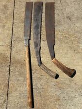 Outil de menuiserie ancien grand ensemble de scies à main longues fabriqué pa...