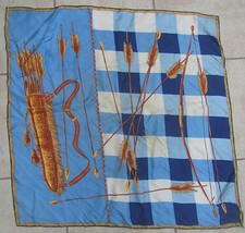 ANCIEN FOULARD DECORS INDIEN ARC ET FLECHES 