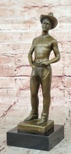 Bronze Figurine Sur Marbre Base Homme Chair Mâle - Possible Gay Interest - 28cm